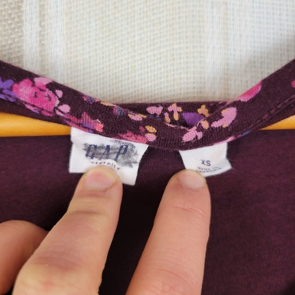 Gap Maternity Floral Soft Stretch Jersey Knit Dress Size Extra Small Maroon Pink - Picture 4 of 9